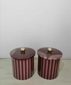 ظرف نگهداری فلزی 2عدد زرشکی دایره ای 14x15cm برند English Home کد 1758490272