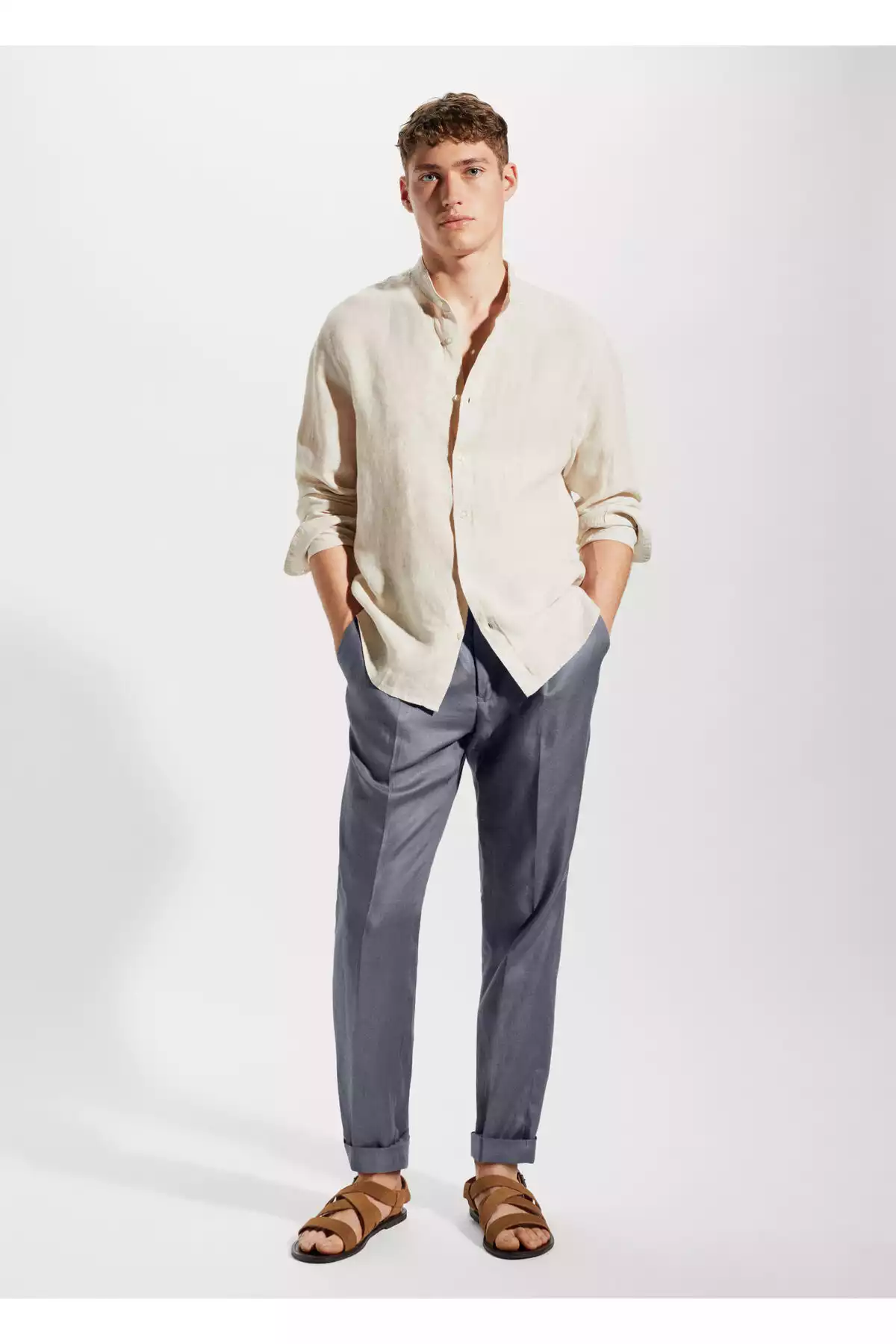 پیراهن خاکی رنگ مردانه برند MANGO کد 1757748969