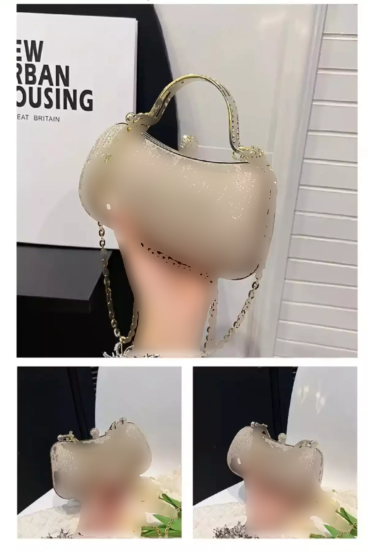 کیف مجلسی ظریف پارچه رنگ طلایی طراحی زنانه برند GUİZA کد 1758408071