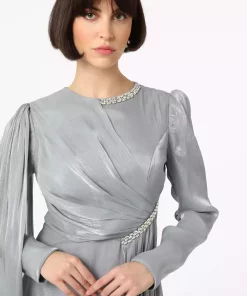 لباس مجلسی پوشیده طوسی برند Refka کد 1758123065