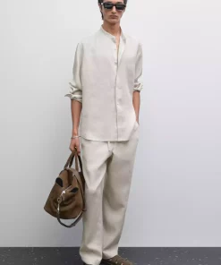 پیراهن متناسب یقه دیپلمات 100کتان برند Massimo Dutti کد 1757749208