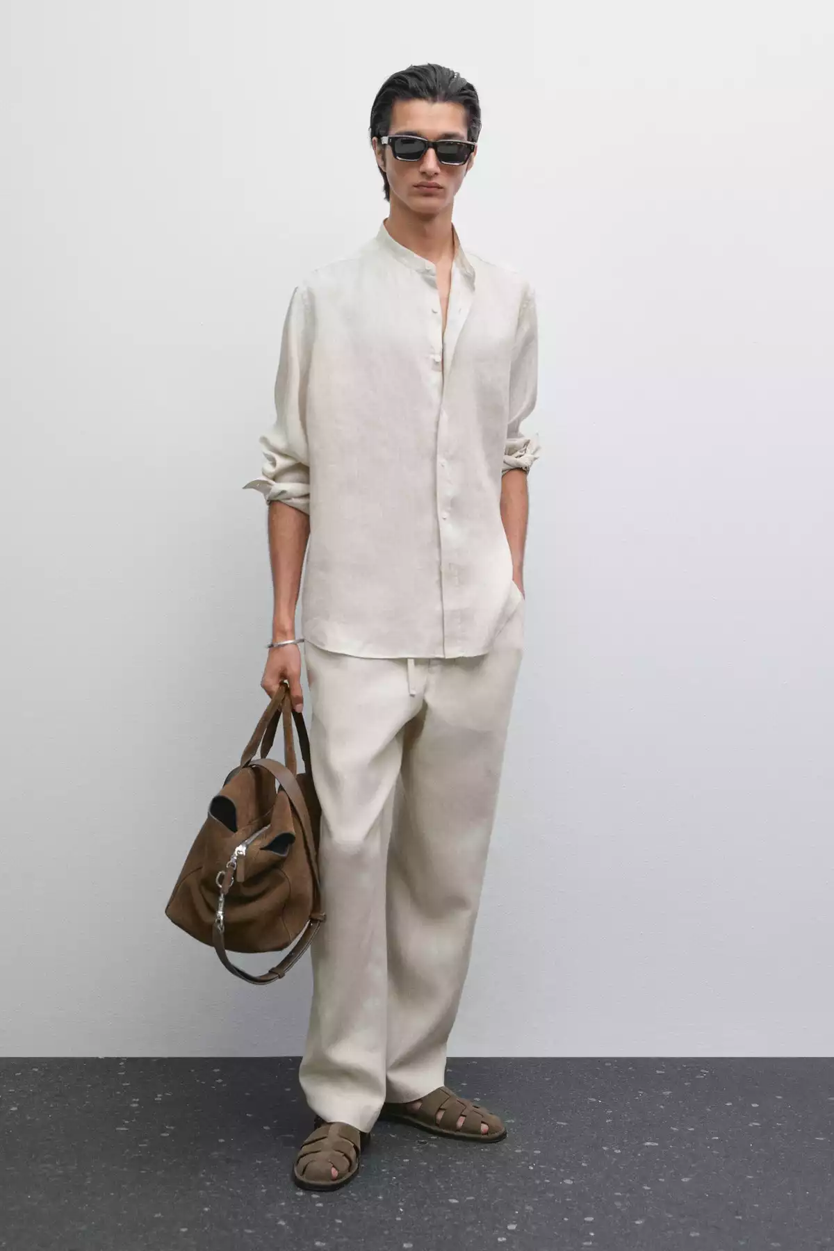 پیراهن متناسب یقه دیپلمات 100کتان برند Massimo Dutti کد 1757749208