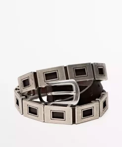 کمربند دار فلزی تکه دوزی شده برند Massimo Dutti کد 1758030129