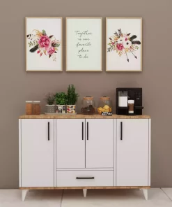 کابینت کمد آشپزخانه انبار گوشه ای اتلانتیک 1کشودار 4تاشو سفید چند کاربردی قهوه نودودو برند Mirobi کد 1758346385