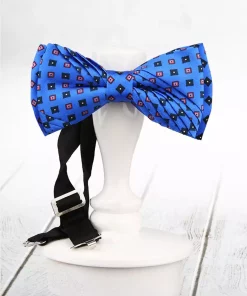 پاپیون ابریشم پلیسه دار طرح کوچک آبی خودکاری برند La Pescara کد 1756939266