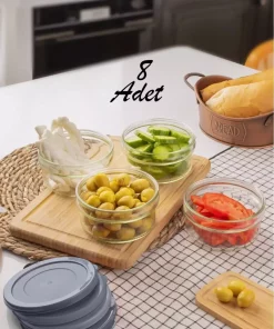 ظرف نگهداری شیرینی مرباخوری ست صبحانه شیشه ای 4000 دربدار 8تکه طوسی برند Paşabahçe کد 1757662807