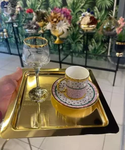لیوان طلاکاری شده قهوه واقعی برند Paşabahçe کد 1757641268