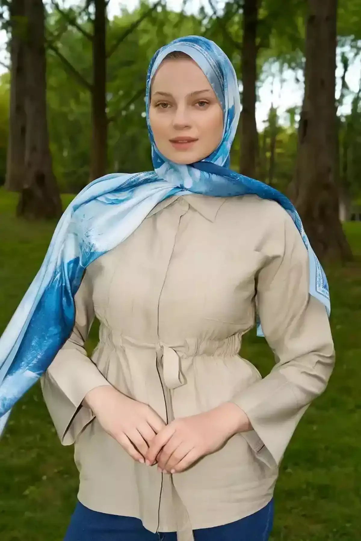 شال کریستال طرح آبی برند Madame Polo کد 1757934726