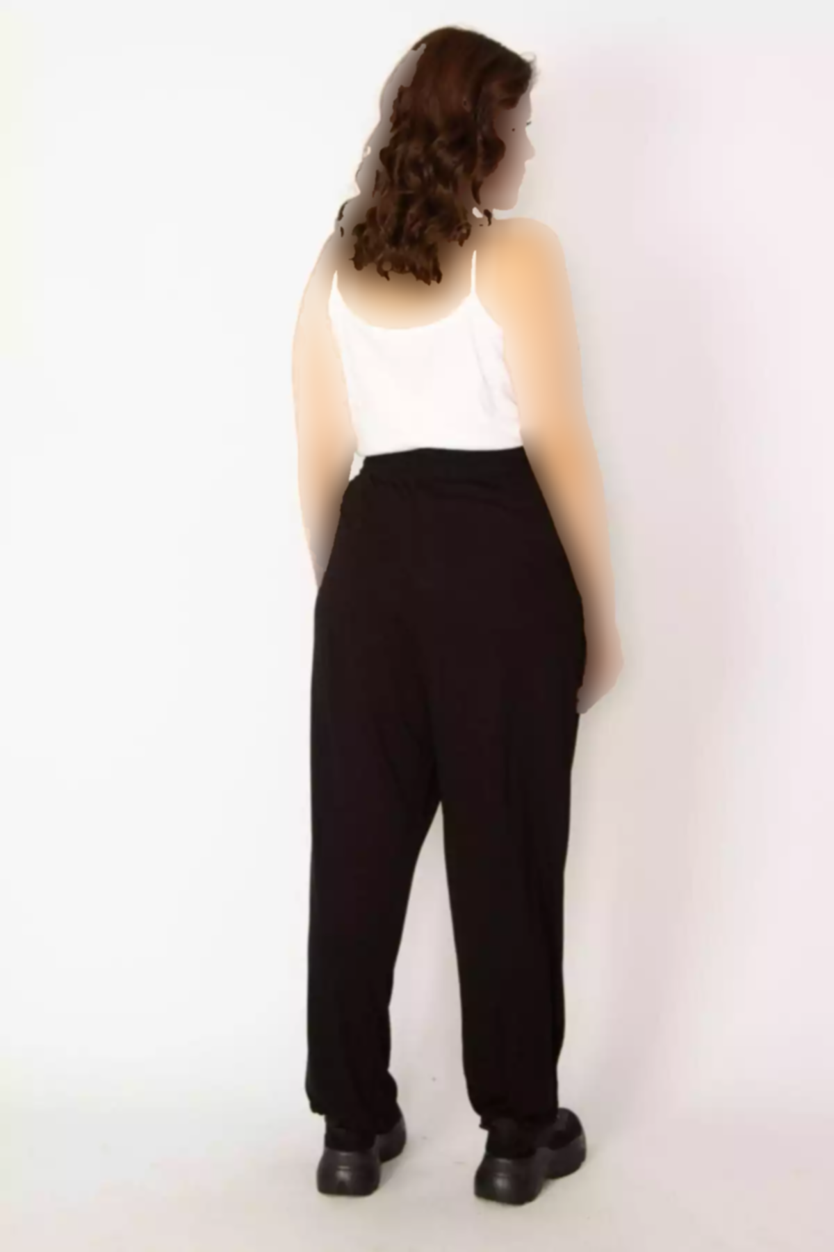 اسپرت پاچه جیب دار برش راحت کمر طرحدار لاستیک سایز بزرگ شلوار مشکی زنانه برند Şans کد 1757954471