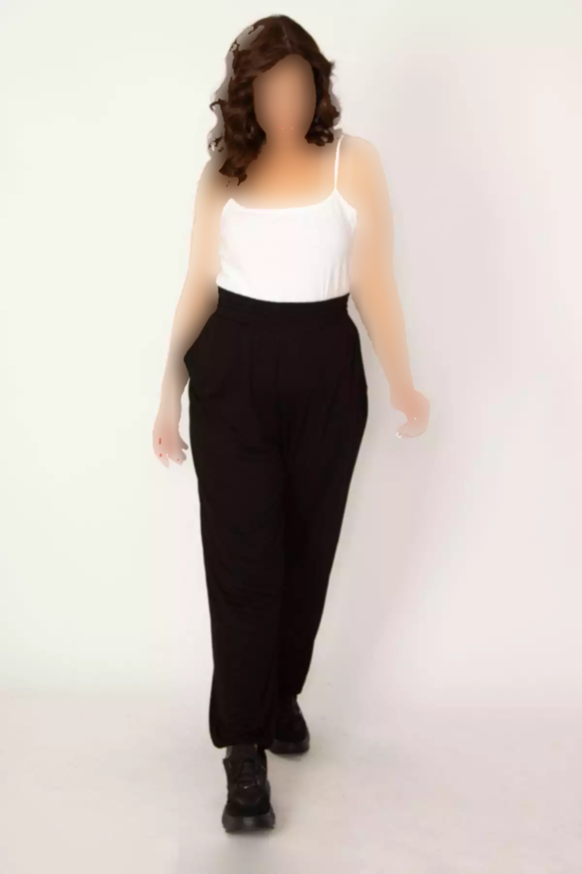 اسپرت پاچه جیب دار برش راحت کمر طرحدار لاستیک سایز بزرگ شلوار مشکی زنانه برند Şans کد 1757954471