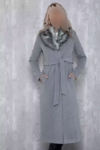 کمر یقه قد متوسط گره‎دار طوسی پالتو خزدار برند Olcay کد 1757036894