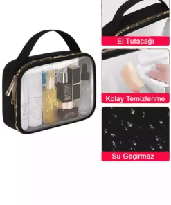 کیف لوازم آرایش مسافرتی شفاف جیر 3عدد رنگ مشکی چرم زنانه برند woys کد 1758141671