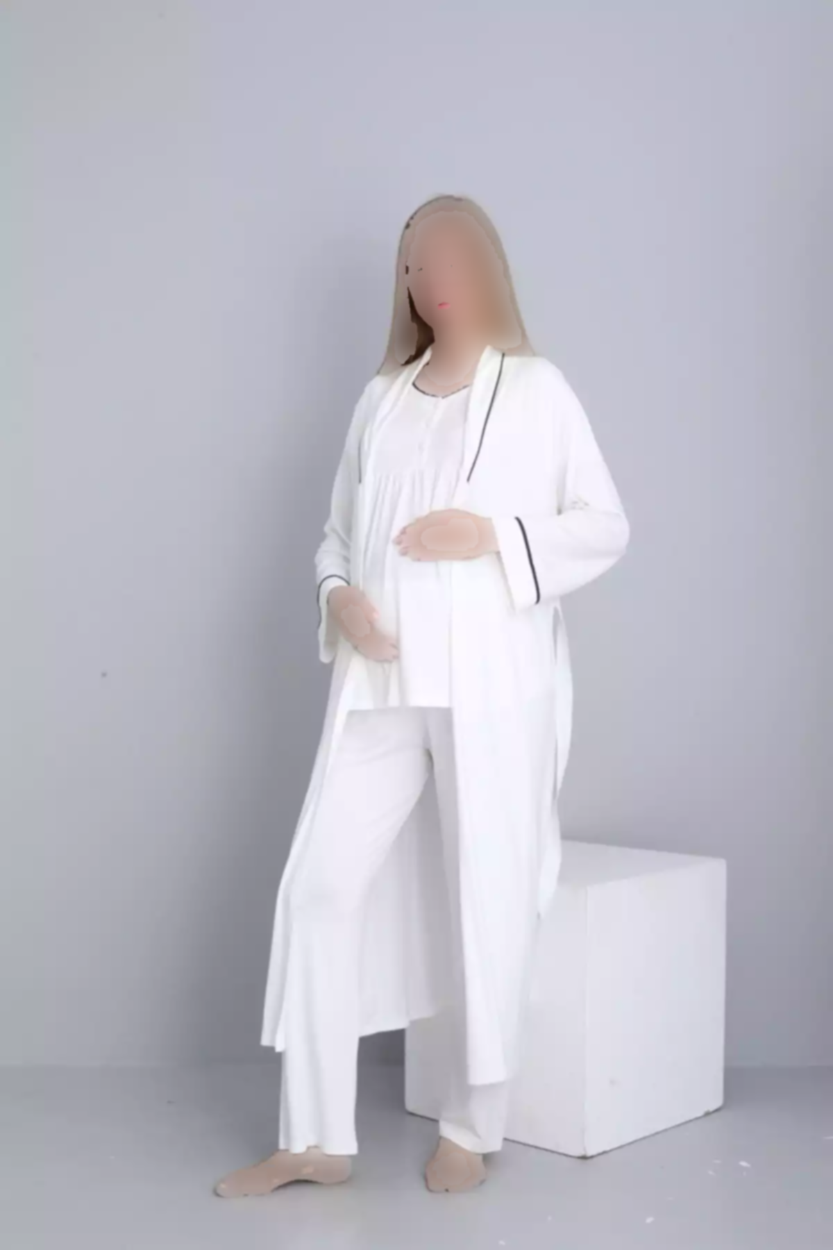 لباس راحتی شیردهی بلند و گشاد یقه طرحدار بارداری برند Miss Dünya Lissa کد 1757759470