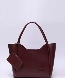 کیف دوشی با چرم مصنوعی آرایش دستی زنانه زرشکی برند Shaka کد 1758440467