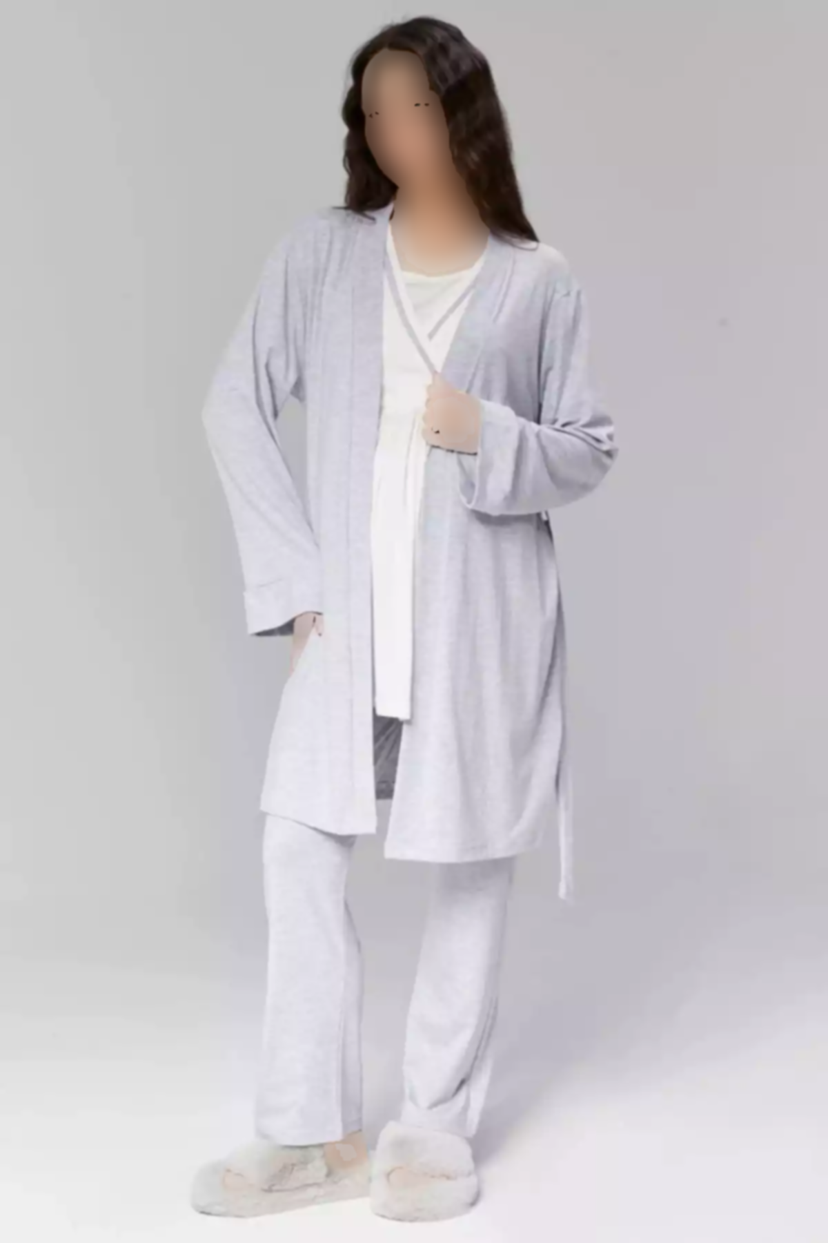 لباس راحتی شیردهی بلند و گشاد مخفی طوسی بارداری زنانه برند Genel Markalar کد 1757668749