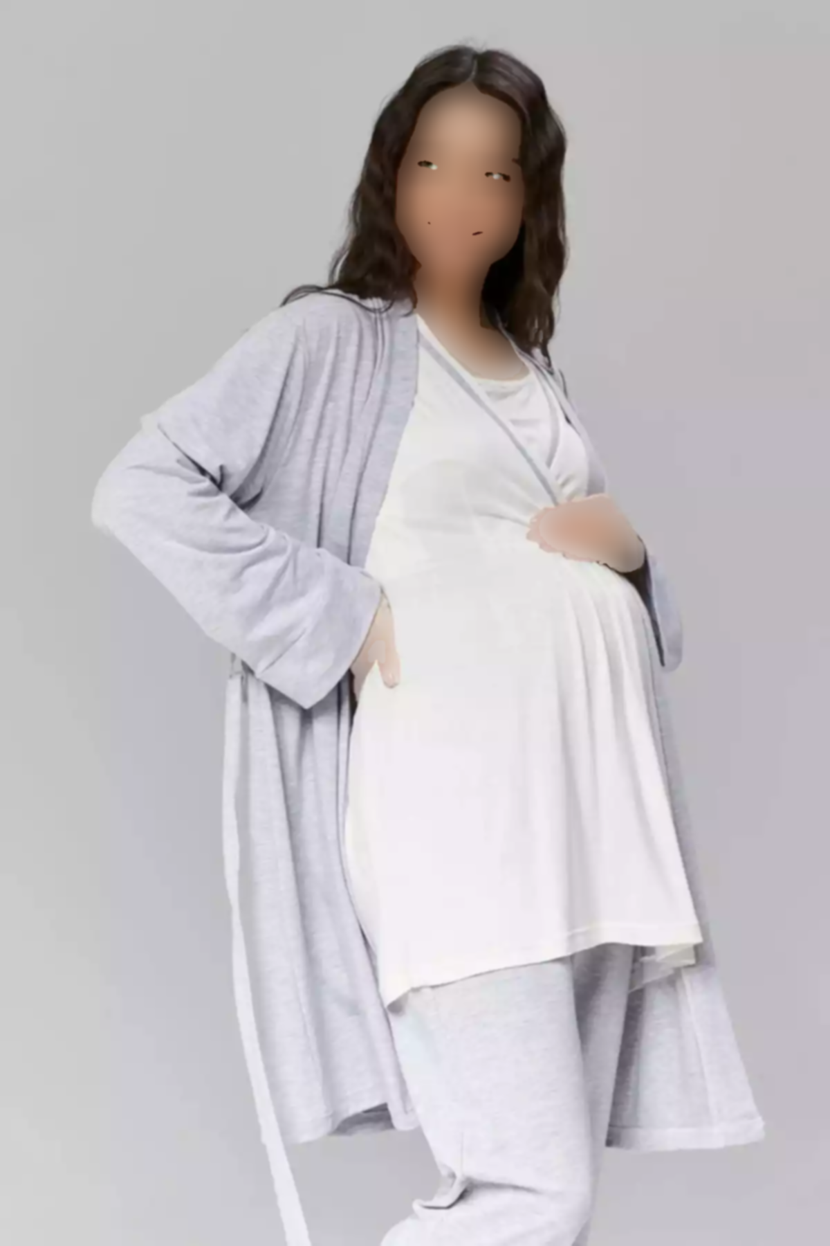 لباس راحتی شیردهی بلند و گشاد مخفی طوسی بارداری زنانه برند Genel Markalar کد 1757668749