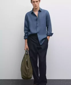 پیراهن اسلیم فیت 100کتان برند Massimo Dutti کد 1757748908