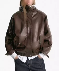 کت چرم گشاد مصنوعی برند Bershka کد 1758264070