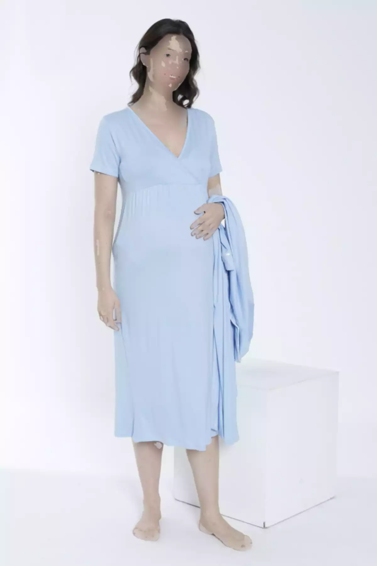 ست لباس شب طرحدار نوار بلند و گشاد بارداری برند Miss Dünya Lissa کد 1757072472