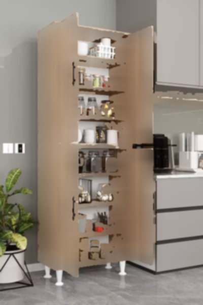 آشپزخانه شیشه ای 4با درب اتلانتیک پایه‎دار با قفسه، کمد و حمام چند کاربردی عسل برند Aeka کد 1758346392