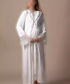 ست لباس شب بلند و گشاد شیری بارداری برند ByLohusa کد 1758057669