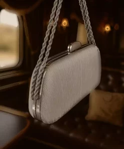 کیف مجلسی زنجیردار فلزی طوسی لینزا برند Nova کد 1758415273