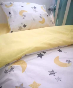 ملحفه ست لحاف بچه گانه ستاره دار ماه زرد بالشت برند Bebek Özel کد 1756899073