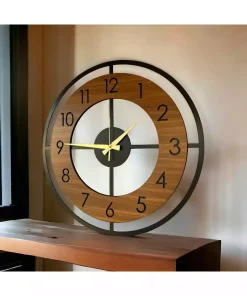 ساعت دیواری بی صدا درخت گردو چوب طرح‎دار رنگ مشکی برند AA Shop کد 1758139926