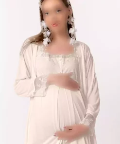 ست لباس شب بلند و گشاد بارداری قهوهای برند ByLohusa کد 1758065465