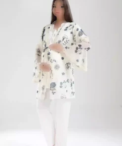 لباس راحتی طرح توری طرحدار شیری بارداری زنانه برند Pelin کد 1757763729