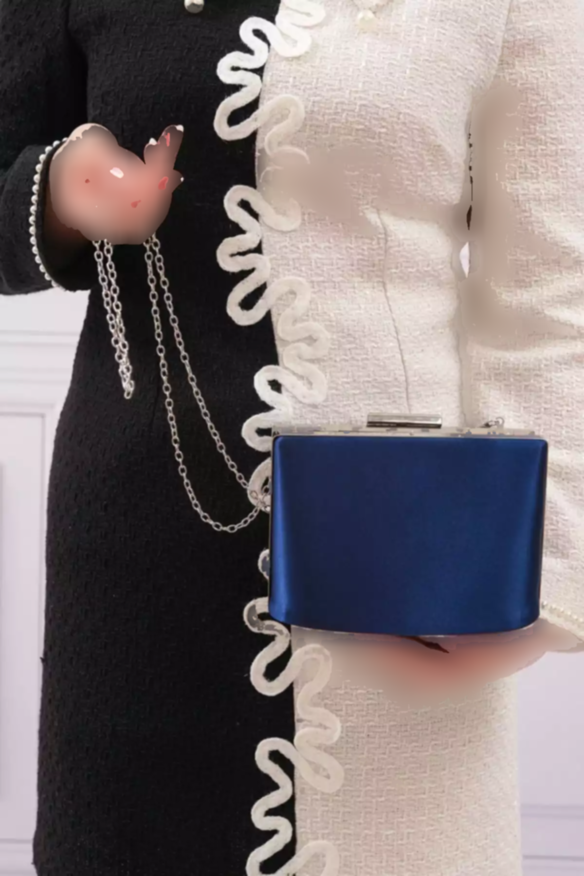 کیف مجلسی ساتن سرمه ای زنانه برند ROZA CANTA کد 1758408072