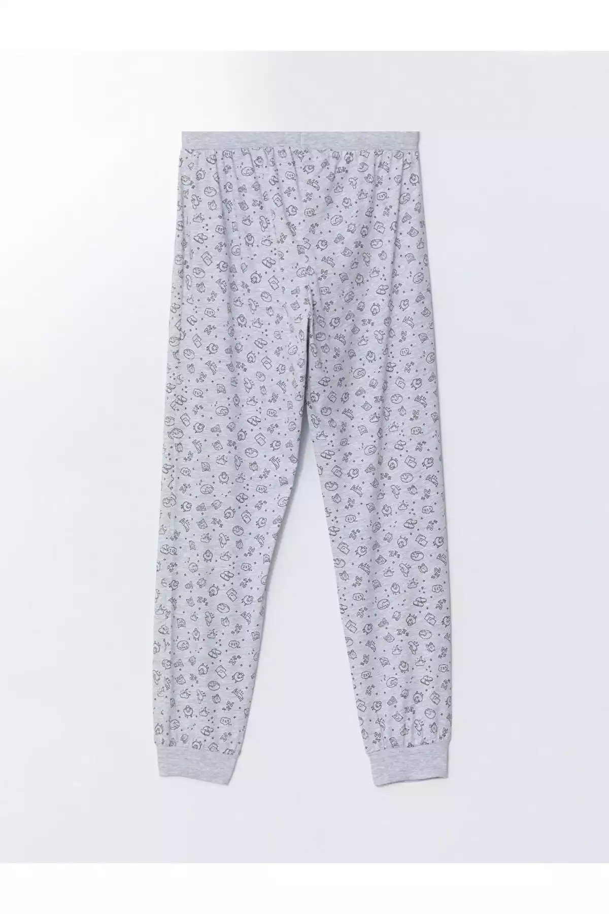 پیژامه ست کمر کشی رویایی جاگر چاپی طوسی زنانه برند LC Waikiki کد 1758051665