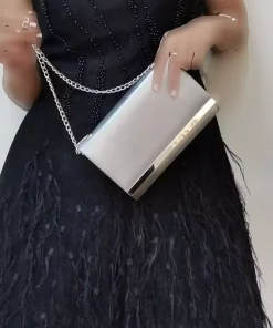 کیف مجلسی زنانه پارچه نقره برند NAZART کد 1758408065