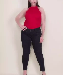 شلوار جین 5 جیب سایز بزرگ مشکی زنانه برند Şans کد 1757947272