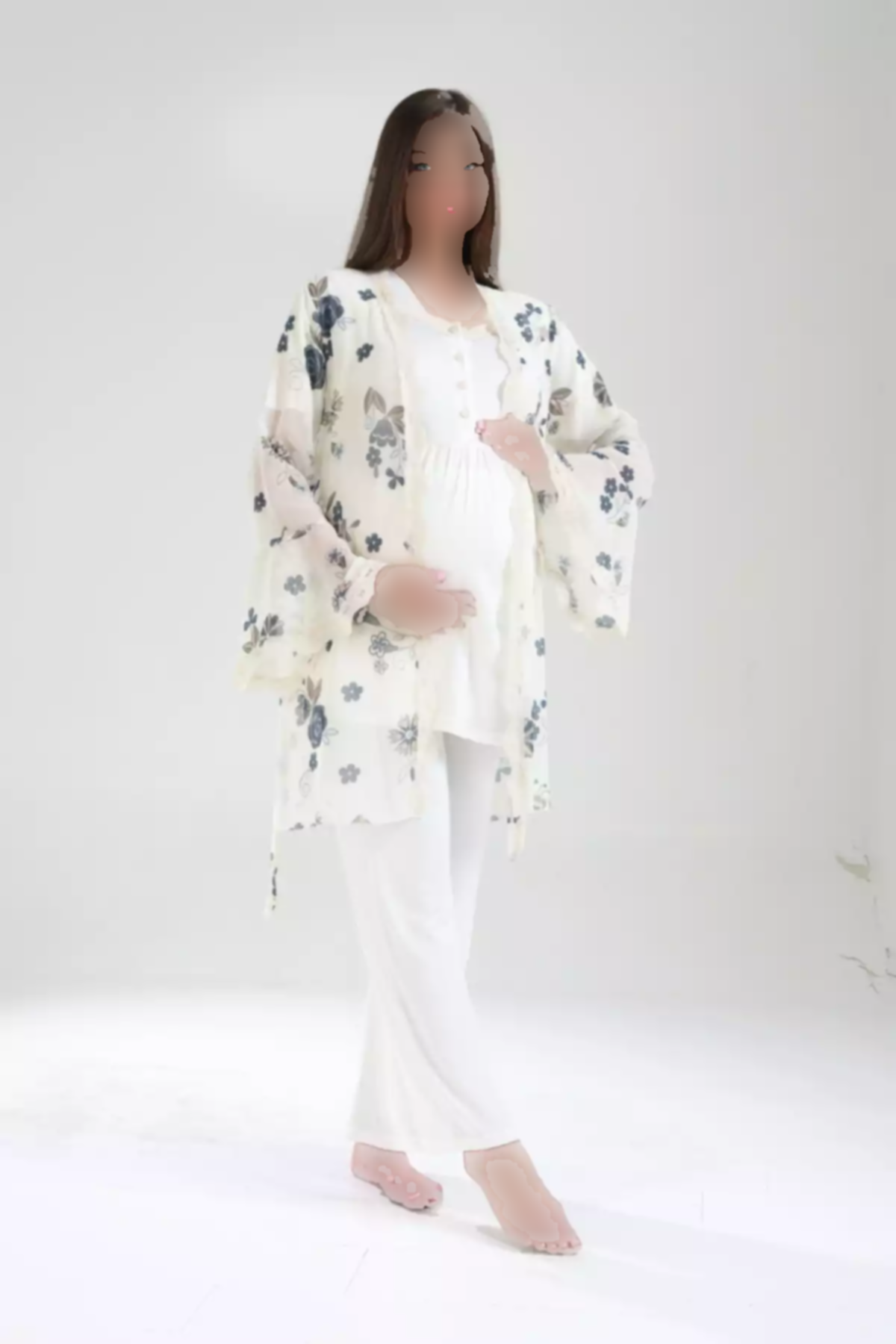 لباس راحتی ست توری طرحدار طراحی ویژه والاندار سرمه ای بارداری زنانه برند Lohussa کد 1756946470