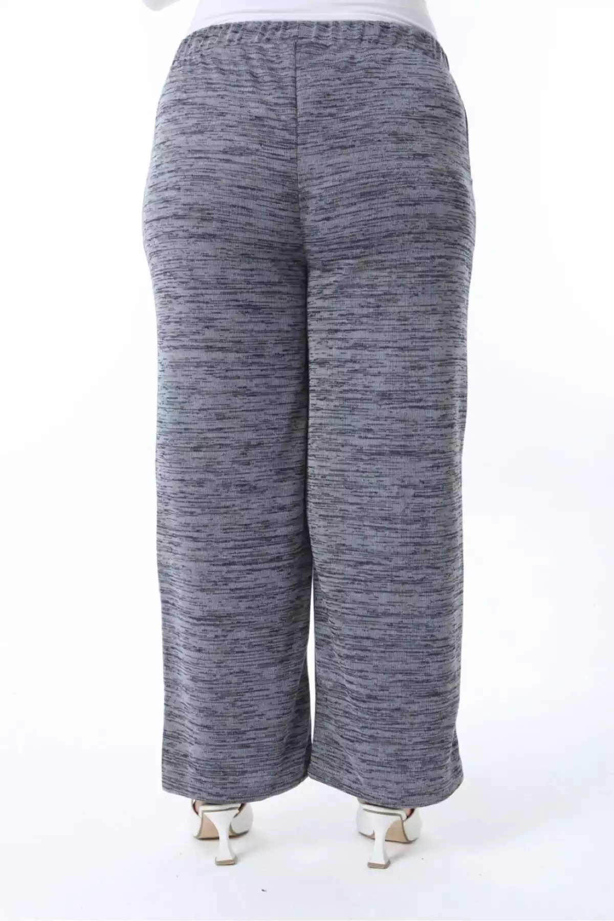 جیب دار بافتنی دور کمر فولادی کشی سایز بزرگ سرمه ای شلوار زنانه برند Şans کد 1757943667