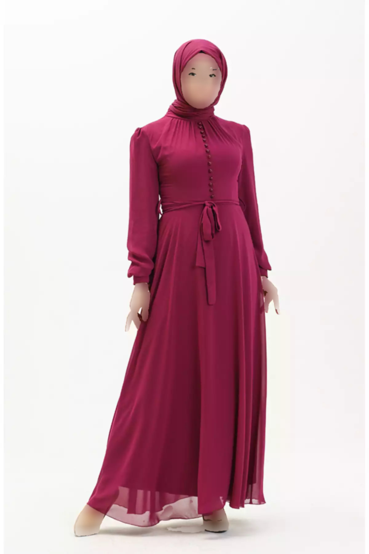 لباس مجلسی شیفون دکمه دار بنفش برند sefamerve کد 1758124268