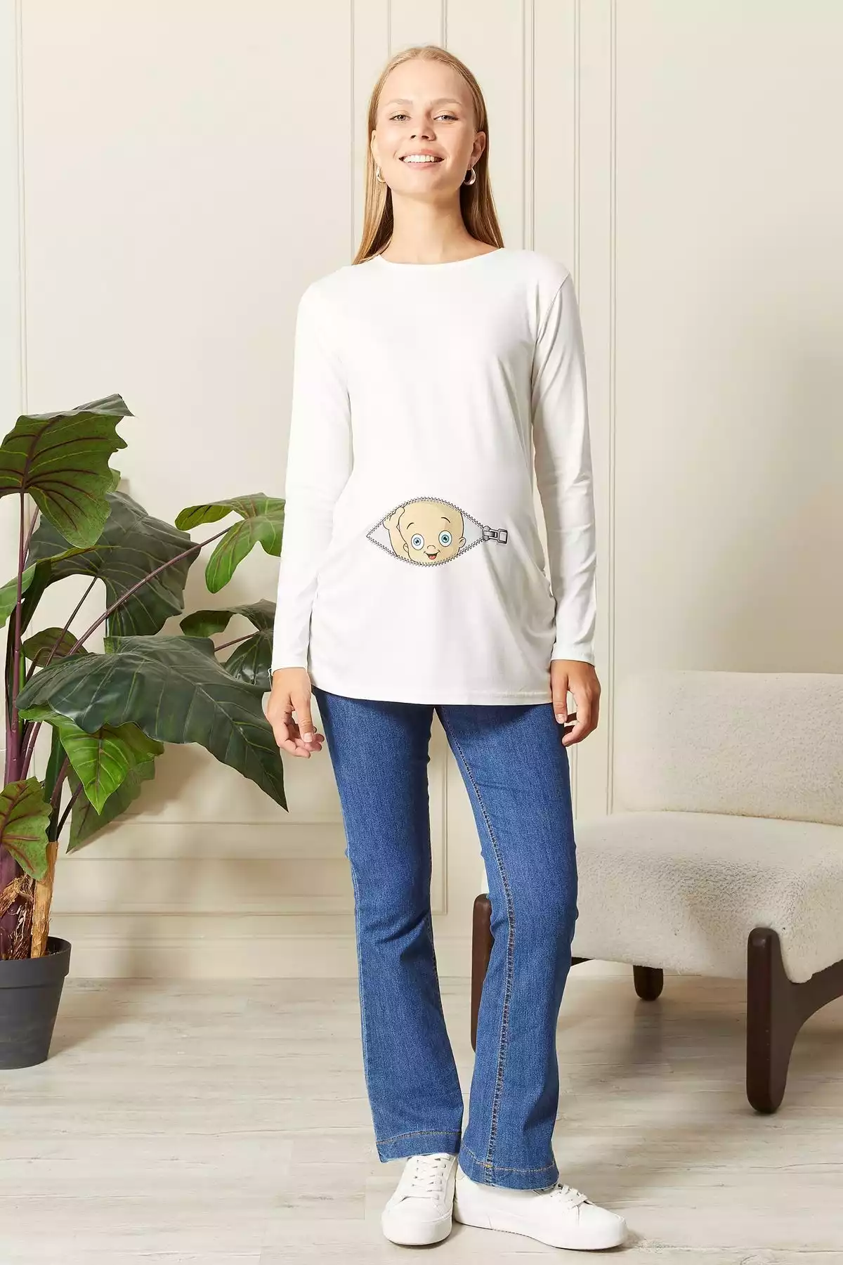 چاپی آستین بلند تیشرت بارداری برند Genel Markalar کد 1758474785