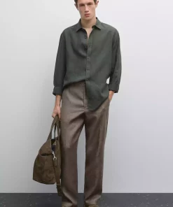 پیراهن متناسب کتان برند Massimo Dutti کد 1757748849