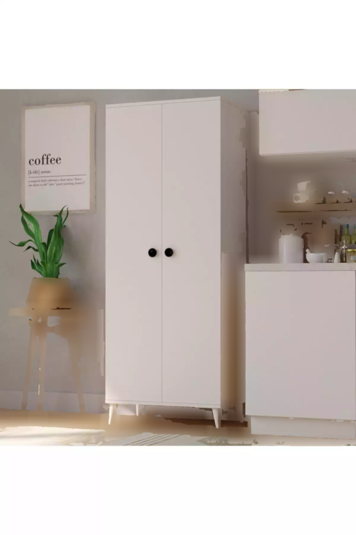 کابینت حمام آشپزخانه 5طبقه دار 2دربدار سفید چند کاربردی برند İMBAŞ کد 1758001265