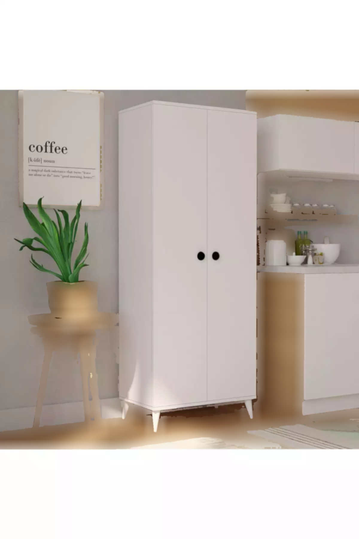 کابینت حمام آشپزخانه 5طبقه دار 2دربدار سفید چند کاربردی برند İMBAŞ کد 1758001265