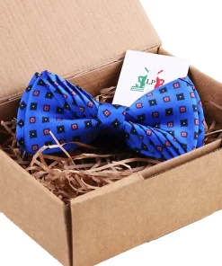 پاپیون ابریشم پلیسه دار طرح کوچک آبی خودکاری برند La Pescara کد 1756939266