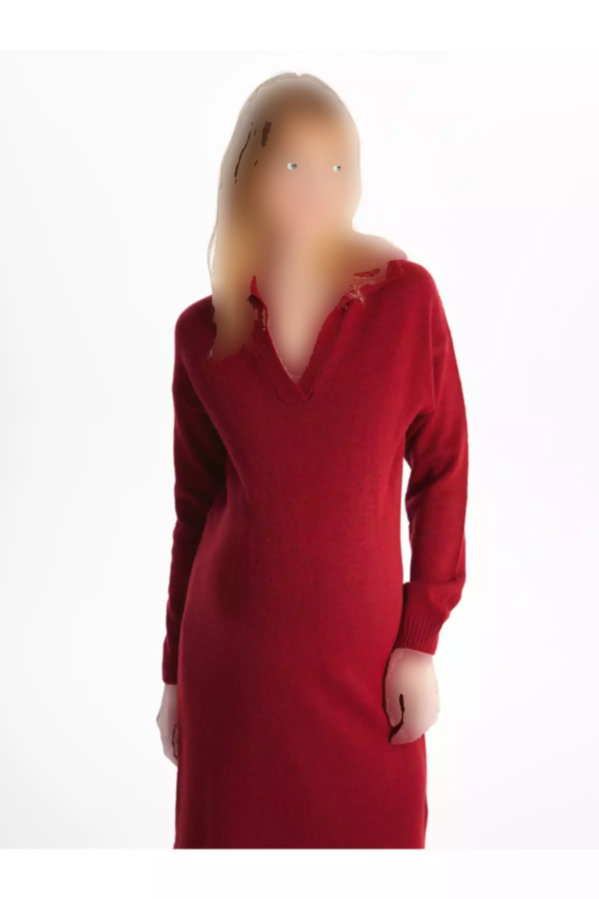 پیراهن بافتنی ساده آستین بلند یقه سه دکمه بارداری برند LC Waikiki کد 1759254670