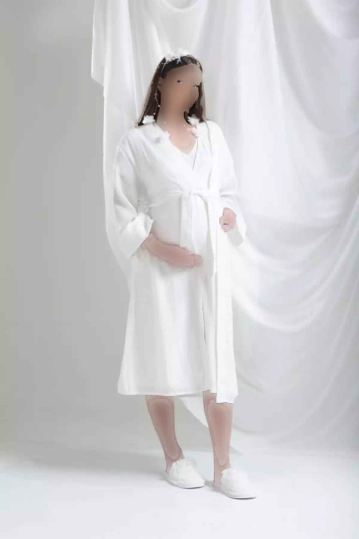 ست سرهمی بارداری طراحی شیری لباس شب-لباس صبح توبا زنانه برند LOHOUSE کد 1758055268