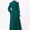 لباس مجلسی پوشیده شیفون سبز زمردی یوریو برند Refka کد 1758123067