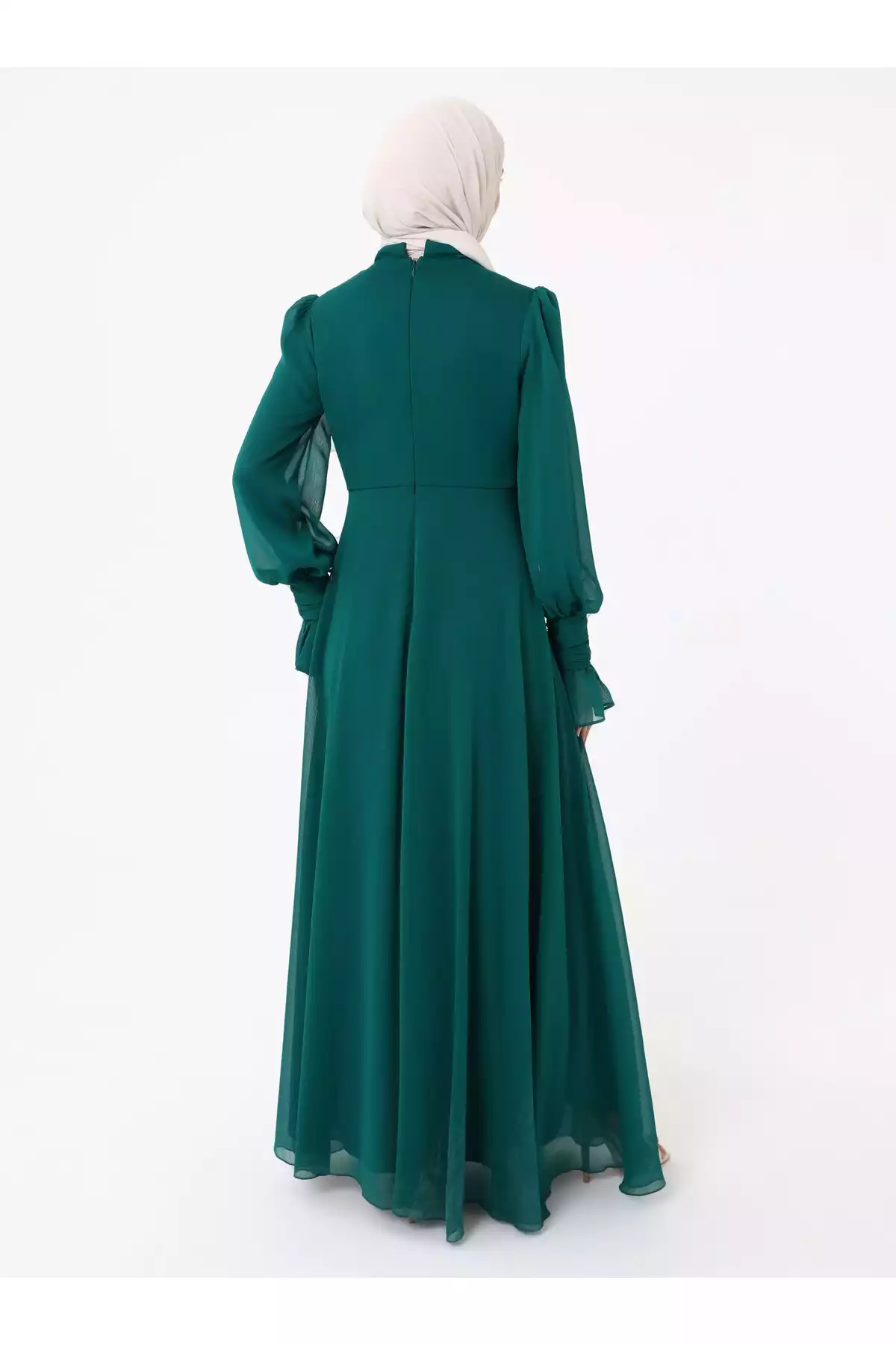 لباس مجلسی پوشیده شیفون سبز زمردی یوریو برند Refka کد 1758123067