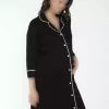 لباس شب پیراهن دکمه‎دار یقه از جلو بارداری مشکی برند Miss Dünya Lissa کد 1758055274
