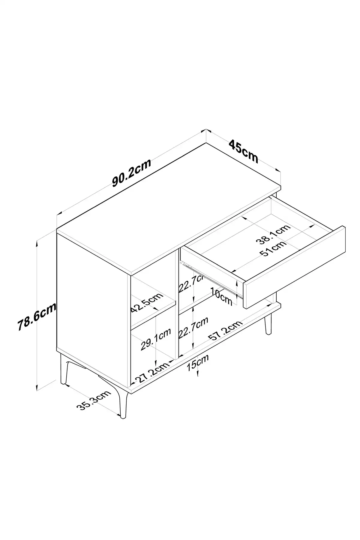 سبد کابینت کمد آشپزخانه گوشه ای درخت گردو 1کشودار 3دربدار 4قهوه سفید چند کاربردی برند Rani Mobilya کد 1758001267