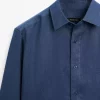 پیراهن اسلیم فیت 100کتان برند Massimo Dutti کد 1757748908
