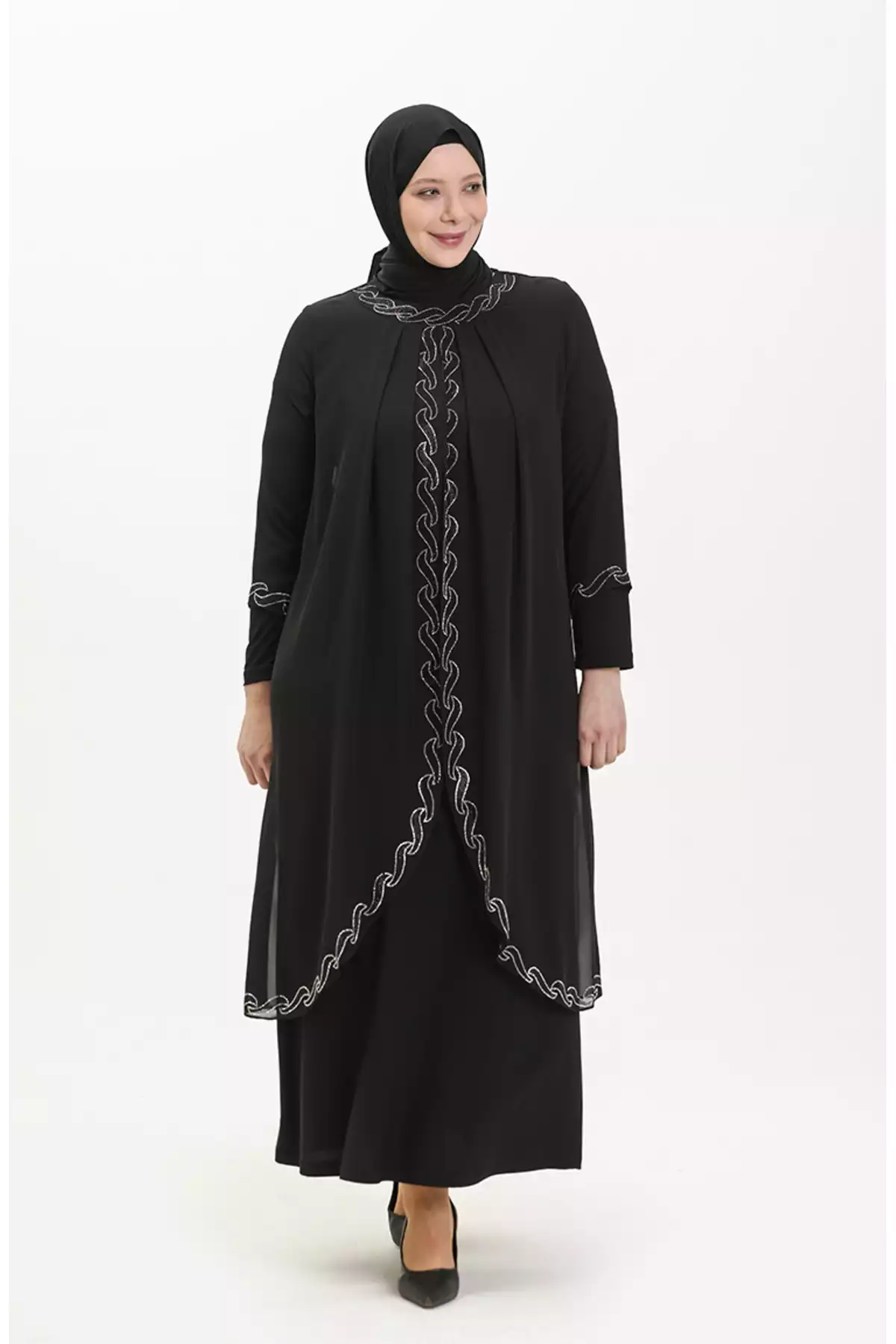 لباس مجلسی 01مشکی چاپ سنگی سایز بزرگ برند sefamerve کد 1758123068